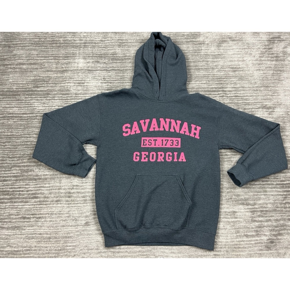 Savannah Georgia Hoodie Womens Small Gray‎ Gildan Long Sleeve Cotton Blend